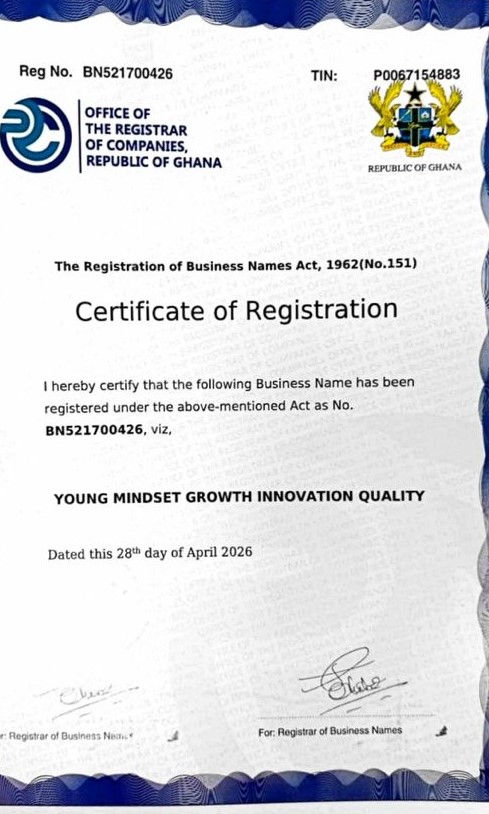 YMG IQ Business Registration Certificate — Ghana